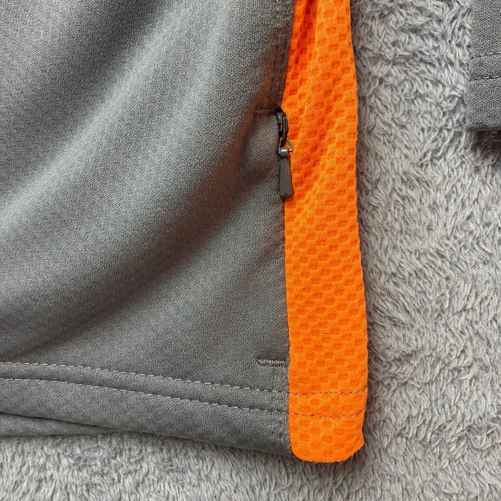 Nike Dri-FIT Mens Large Quarter Zip Pullover Gray Orange Long Sleeve Workout Top